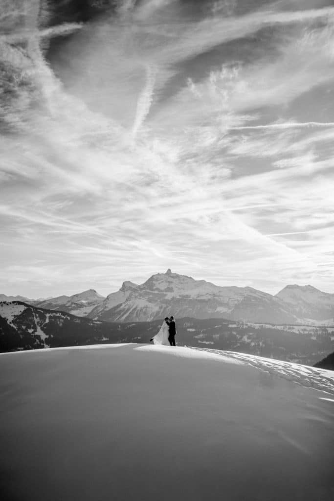 Photographe mariage hiver montagne vue