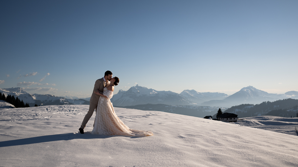 séance after day mariage couple paysage montagne haute savoie panorama neige
